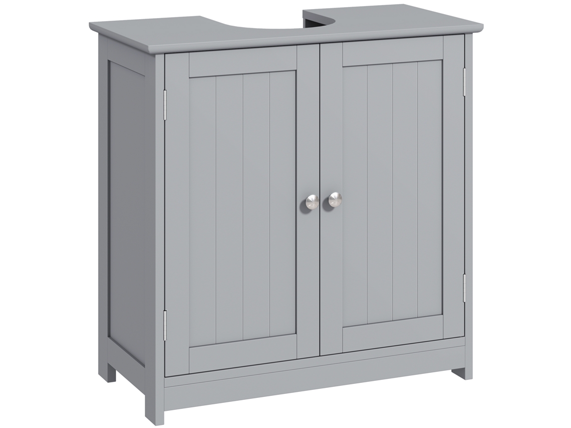 Móvel para banheiro sob pia, com 2 portas, prateleira, 60x30x65cm, cinza BTFORUS