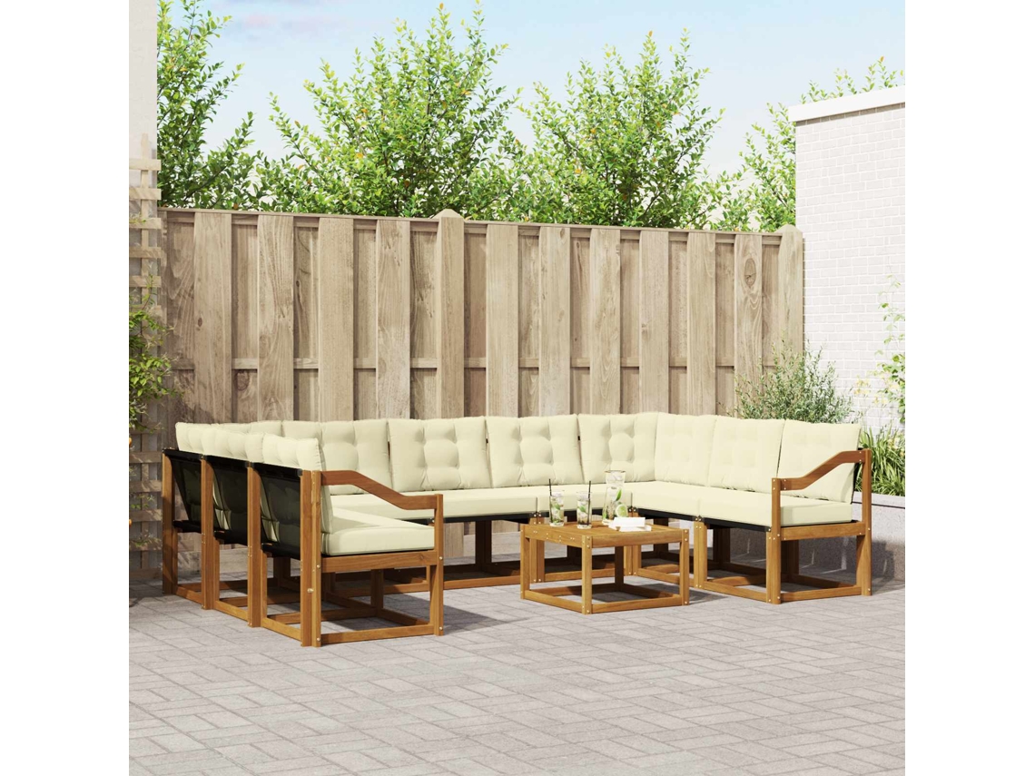 Vidaxl Conjunto De Sofás Para Exterior 10 Pcs Natural E Creme