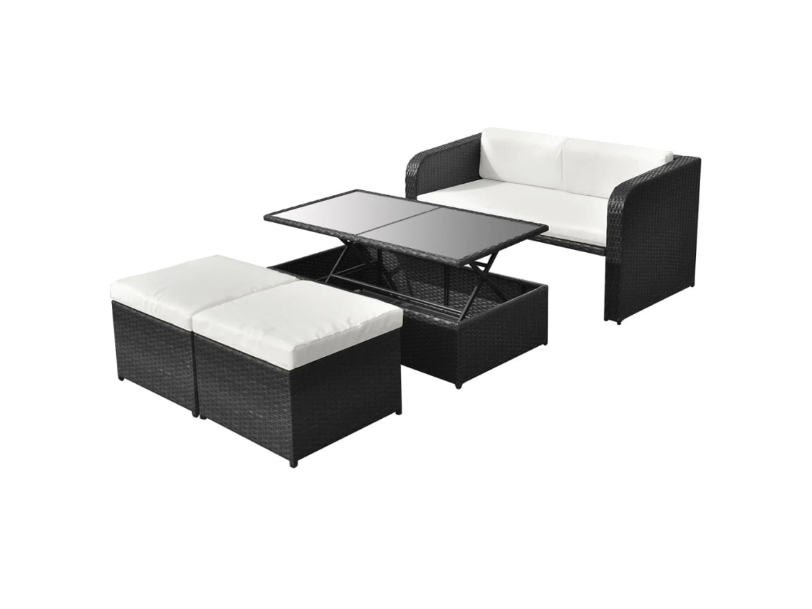 Outdoor Dining Set, Outdoor Dining Sets Vidaxl Preto Rattan / Vime (n/a)