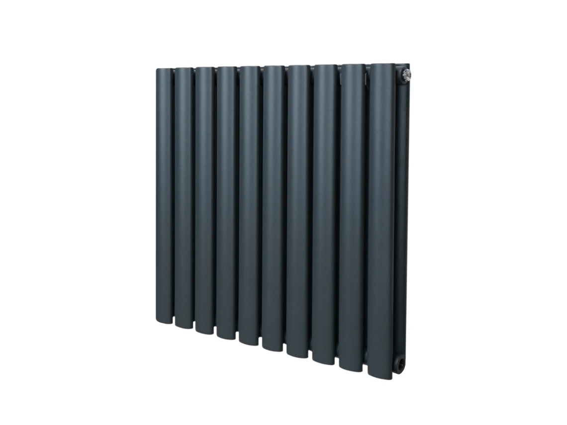 Radiador Oval De Colunas 600x600mm Em Aço Carbono Antracite Com Alta Emissão De Calor E Acabamento De Tripla Camada