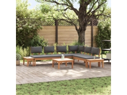 Vidaxl Conjunto De Sofá De Jardim 3 Unid. Marrom E Cinza