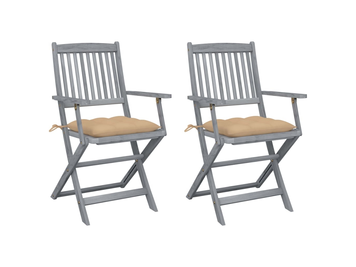 Folding Chair, Folding Chairs Vidaxl Cinzeto Madeira De Acácia (n/a)