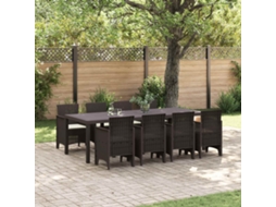 Vidaxl Conjunto De Jantar Para Jardim 9 Unid. Castanho Polipropileno