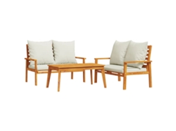 Conjunto de 3 Lounge de Jardim com Almofadões Acácia Maciça MAISON EXCLUSIVE
