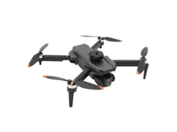 Drone quadricóptero profissional com motor brushless, câmera e função antiobstáculo, cor preta e dourada.
