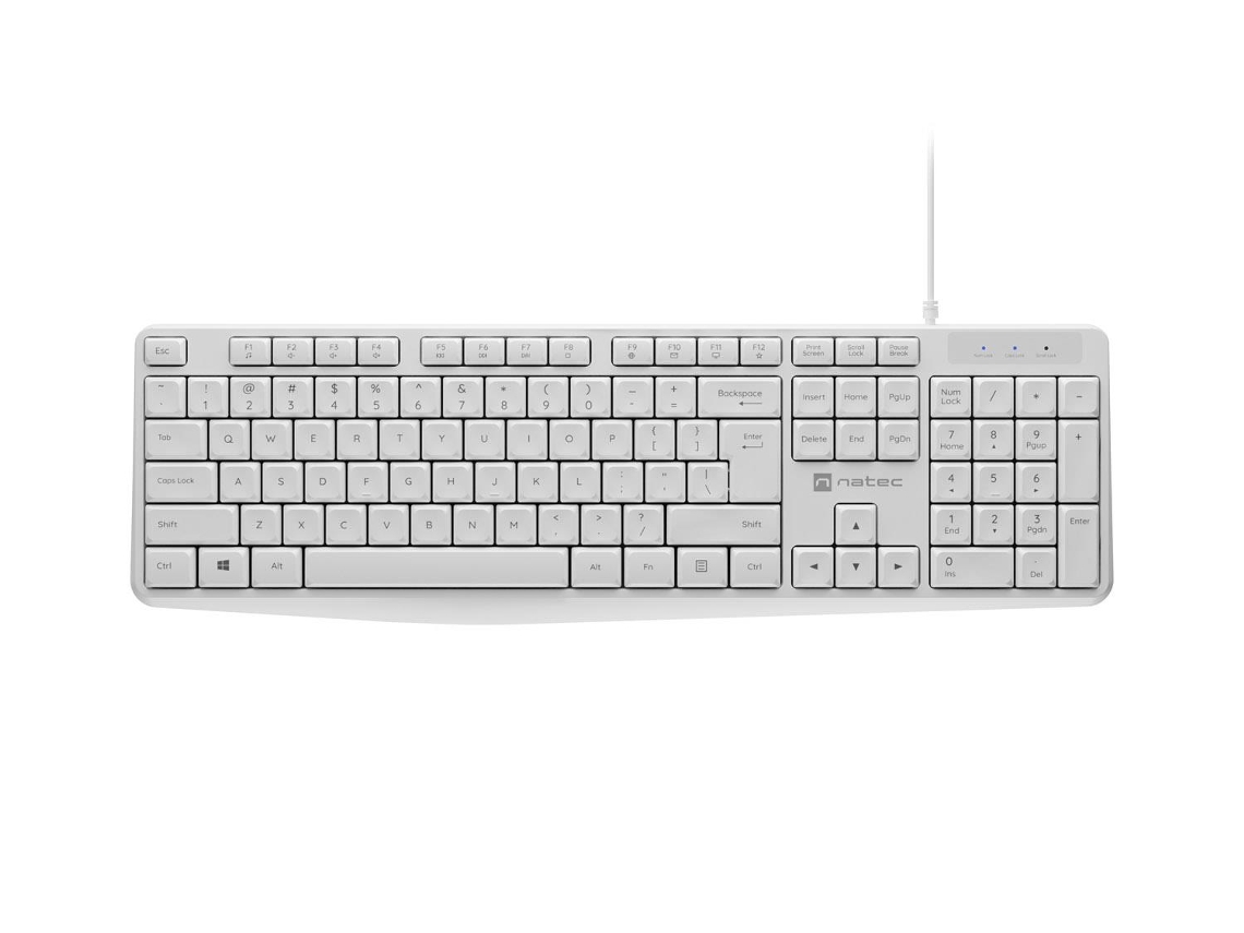 Teclado com Fio NATEC Us Slim Nautilus para Pc/laptop, Branco
