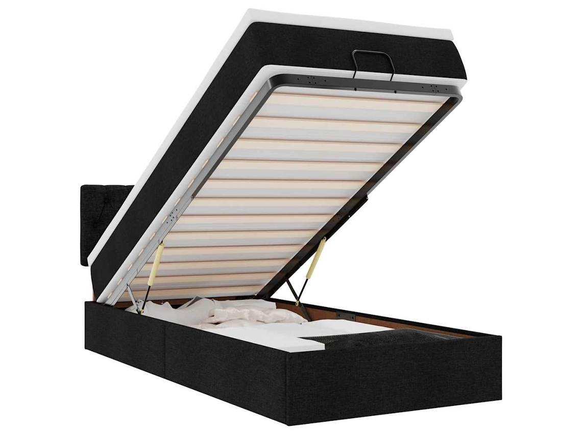 Cama Otomana com Colchão Leds 80x200cm Tecido Preto MAISON EXCLUSIVE