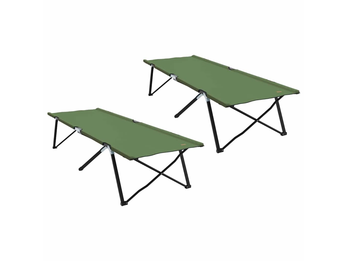 Conjunto 2 Cama De Camping Vidaxl Verde Oxford (206 X 76 X 74 Cm)