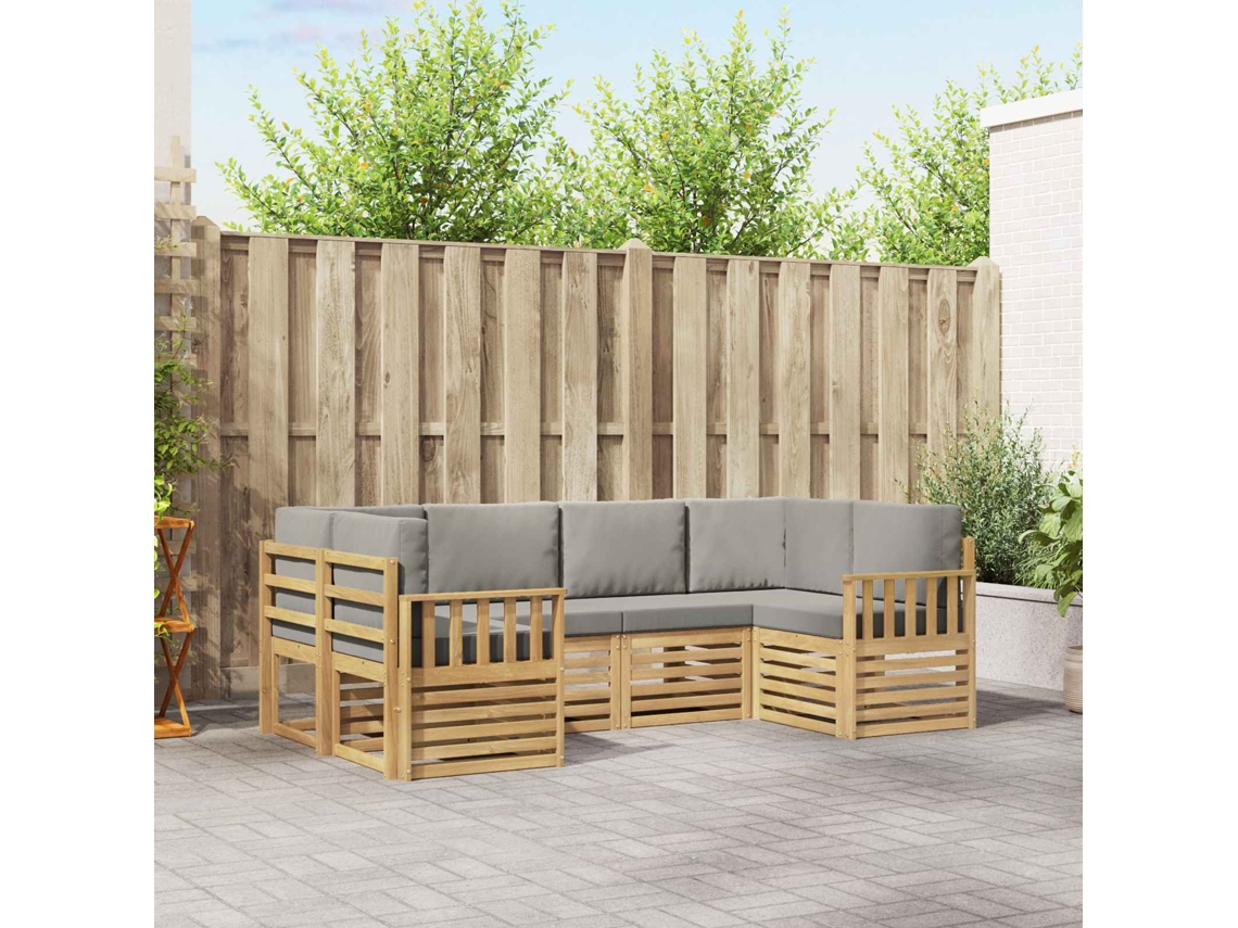 Vidaxl Conjunto De Sofás Para Exterior 5 Unid. Branco E Cinza Claro