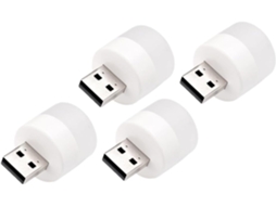 Inoomp Luminária Noturna Led Branca 1w 3000k Usb Em Pvc, Pacote Com 4