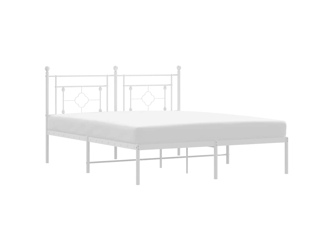 Bed Frame, Bed Frames Vidaxl Branco Aço (150 X 200 Cm)
