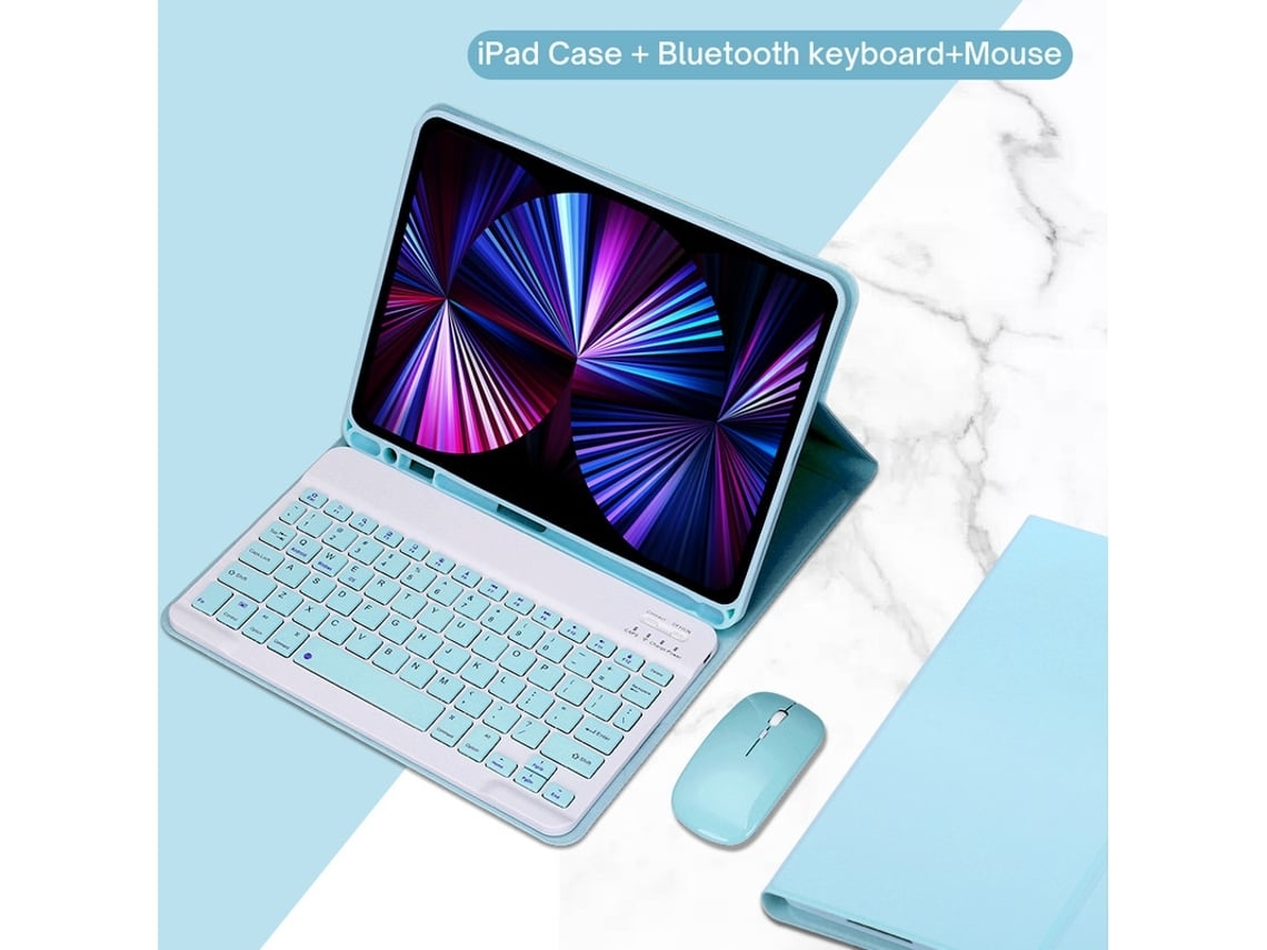 Capa de Teclado Bluetooth para Ipad Magnético Dividido com Ranhura para Caneta9.7 5-6Th Gen Air1-2 Azul