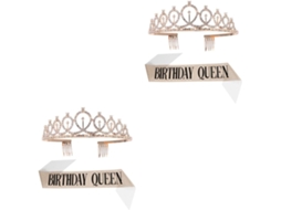 Conjunto De 4 Peças Com Faixa De Aniversário, Coroa E Slogan "rainha Do Aniversário" Para Festas De Aniversário.