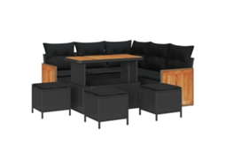 Conjunto 9 Conjunto De Sofá Moderno Vidaxl Preto Vime Pe (176 X 176 X 85 Cm)