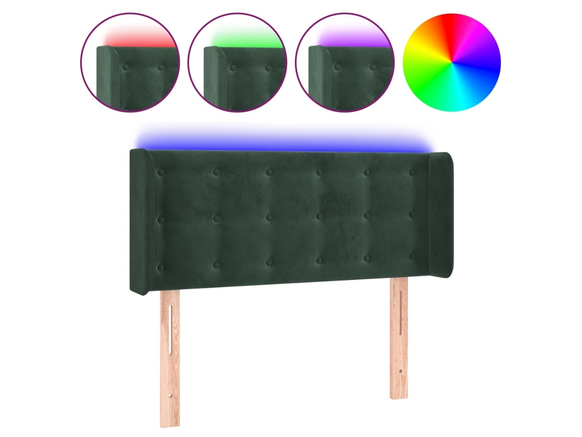 Led Headboard, Led Headboards Vidaxl Verde Veludo (83 X 16 X 78/88 Cm)