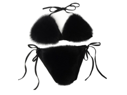 2026 conjunto de Bikini de Dos Piezas Con Cuello Halter Y Cuerdas de Pelo Falso Ajustable para Mujer