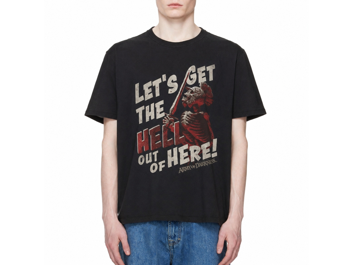 Rockinstone Army Of Darkness Movie Out Of Here Black Adult T-shirt Size:xxl