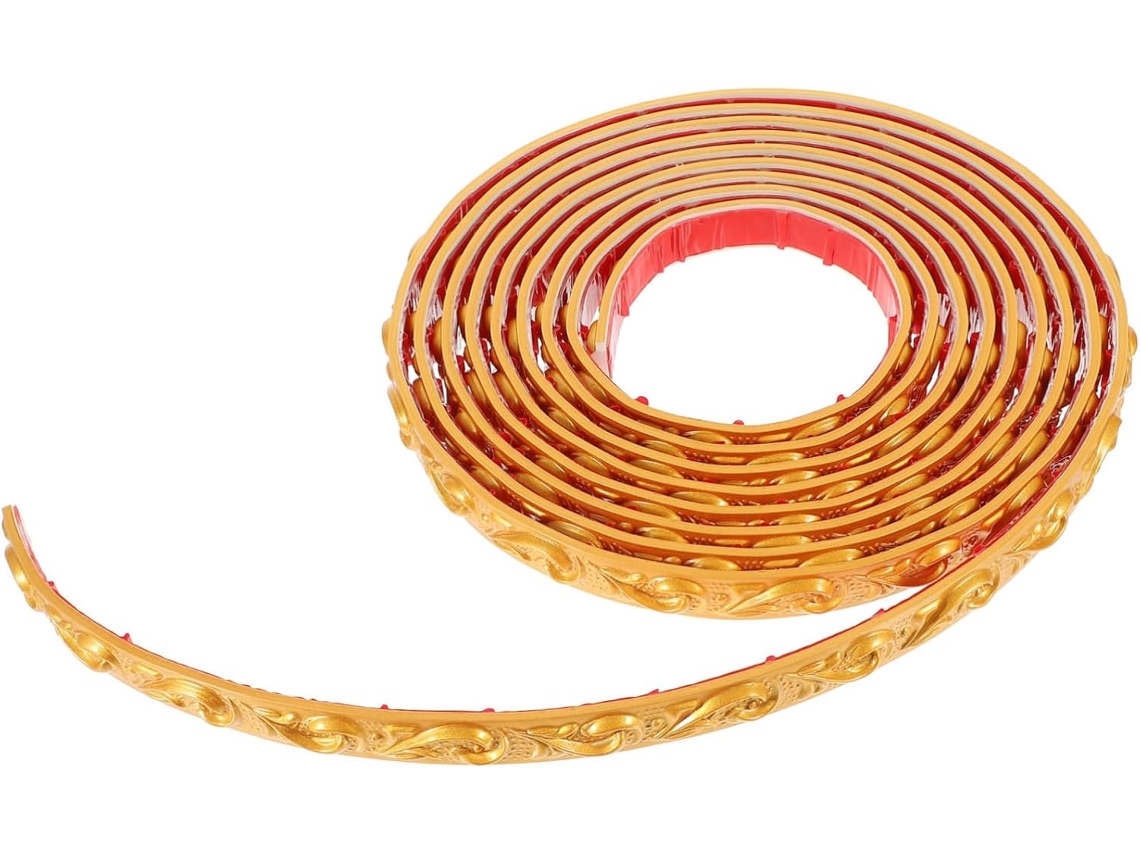 1 Rolo De Moldura De Parede Autoadesiva Flexível, Faixa Decorativa Dourada, Fácil De Aplicar.