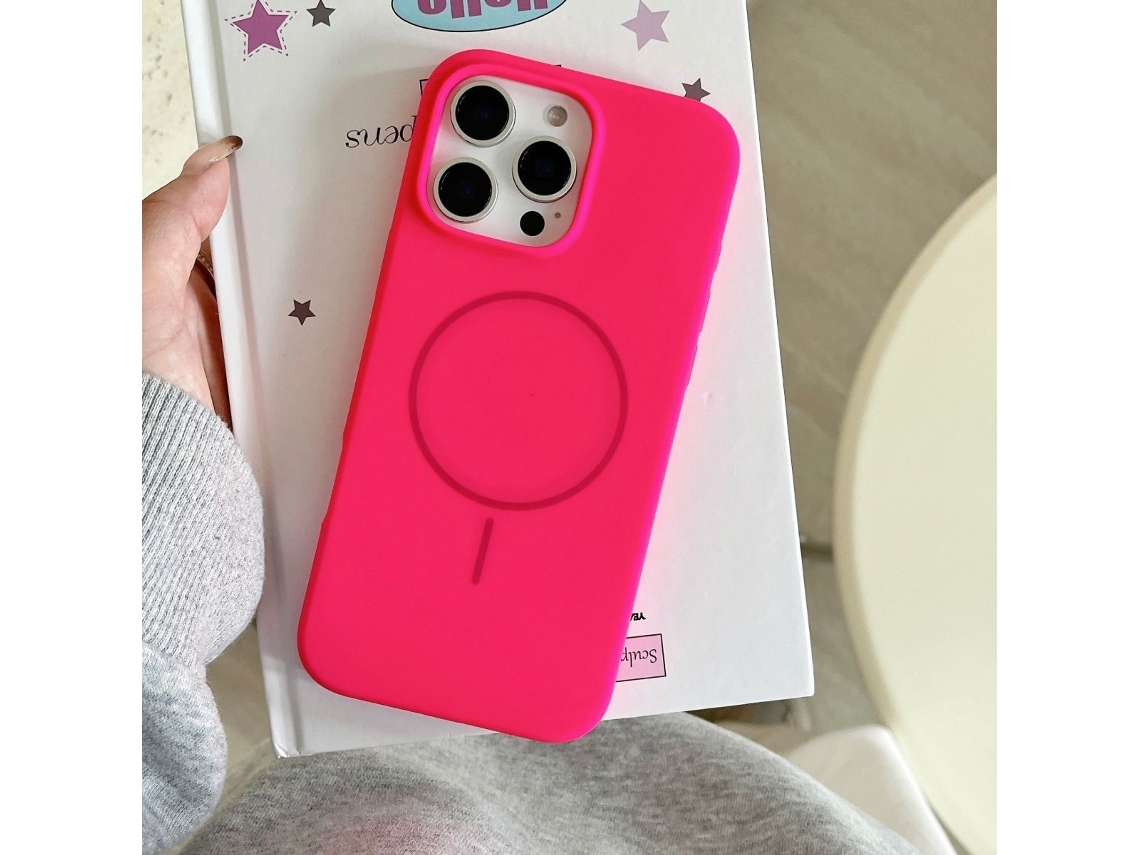 Capa Para Iphone 17 Pro Em Silicone Líquido Magnético Rosa-avermelhado Com Anel Magnético Fino.
