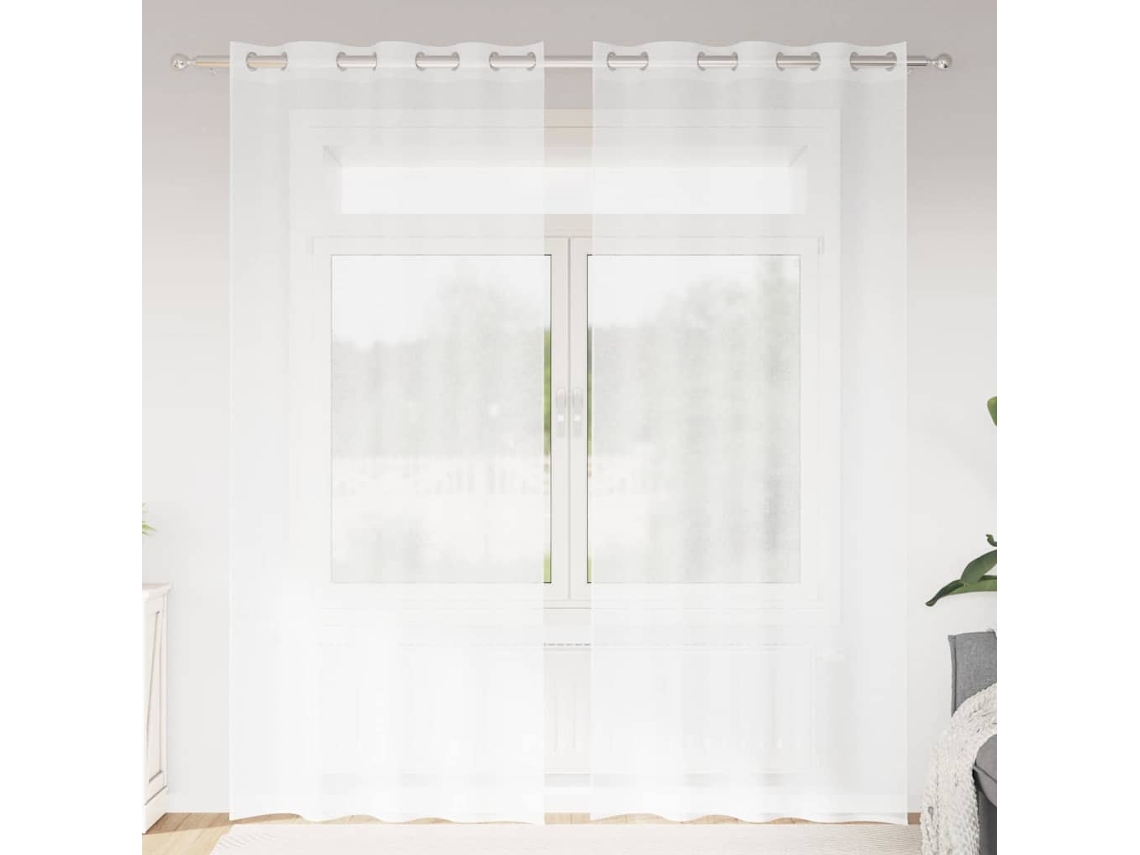 Vidaxl Cortina De Voile 2 Unid. Branco 245 X 140 Cm Poliéster