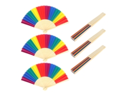 Conjunto De 6 Leques Dobráveis De Bambu Estilo Retrô De 21 Cm Com Armação Colorida Para Decoração