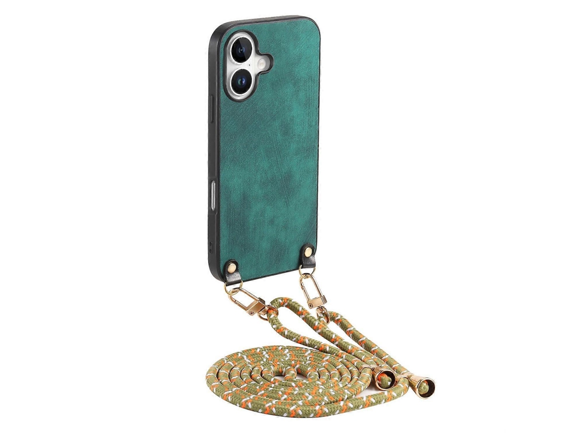 Capa Traseira De Couro Retrô Com Alça Ajustável Para Iphone 16
