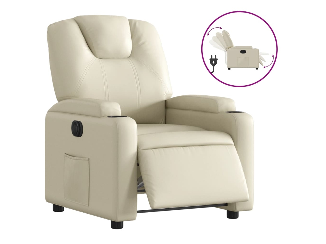 Electric Recliner Chair, Electric Recliner Chairs Vidaxl Creme Couro Artificial