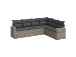 Maison Exclusive - 6 Pcs Conjunto Sofás De Jardim Com Almofadões Vime Cinzento
