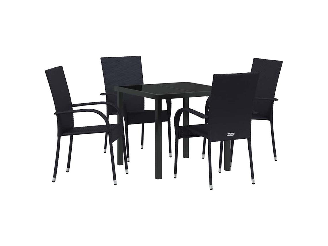 Maison Exclusive - Conjunto De Jantar Para Jardim 5 Pcs Preto Aço Revestido A Pó