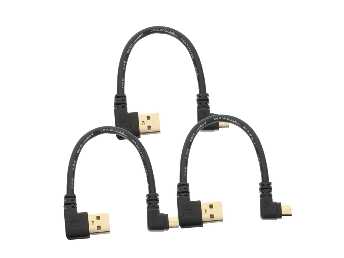 Cabo Micro Usb De 15 Cm Com Conector Em Ângulo Reto, Carregamento