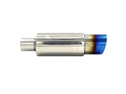 Pipa De Escape Universal Aço Inoxidável 304 Bocal De Cauda Quadrado 370mm Prateado E Azul