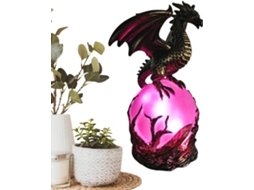 Luminária Dragão Decorativa Em Resina Gótica Com Ovo de