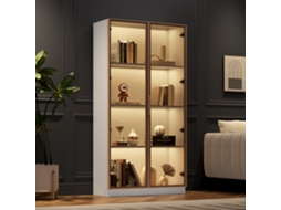 Vitrine Com Led De 16 Cores, 2 Portas De Vidro, Prateleiras Móveis, 80x40x160cm, Para Sala, Banheiro Ou Quarto Hvorstur