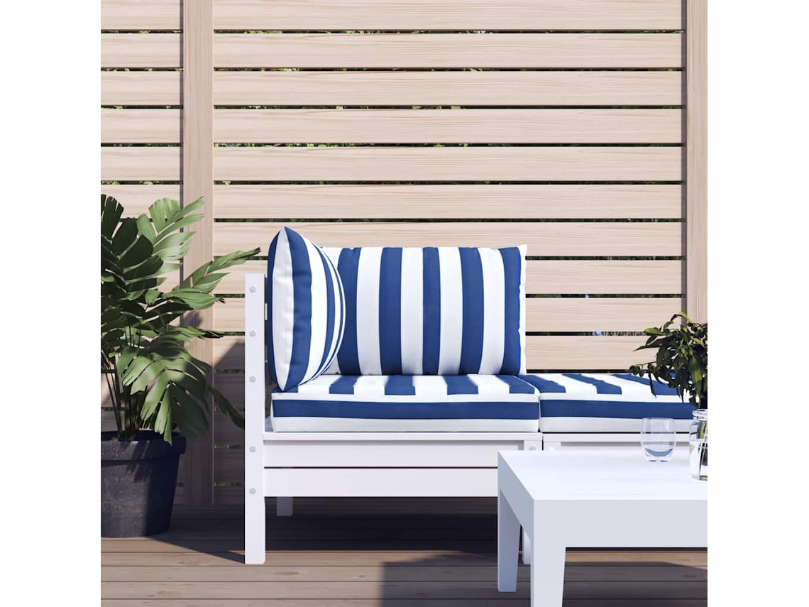 Vidaxl Almofadões P/ Paletes 3 Pcs Tecido Oxford Riscas Azul/branco
