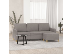 Vidaxl Sofá 3 Lugares Com Apoio De Pés 180 Cm Tecido Cinza-acastanhado
