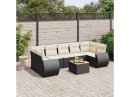 Conjunto de 8 Sofás de Jardim com Almofadas Vime Pe Preto Dkd Home Decor