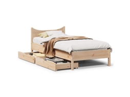 Vidaxl Estrutura De Cama Com Gavetas 75x190 Cm Madeira De Pinho Maciça