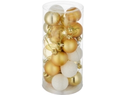 Tectake Conjunto De 24 Bolas De Natal Douradas/brancas, Douradas/brancas