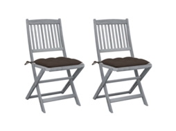 Folding Chair, Folding Chairs Vidaxl Cinzento-acastanhado Madeira De Acácia (n/a)