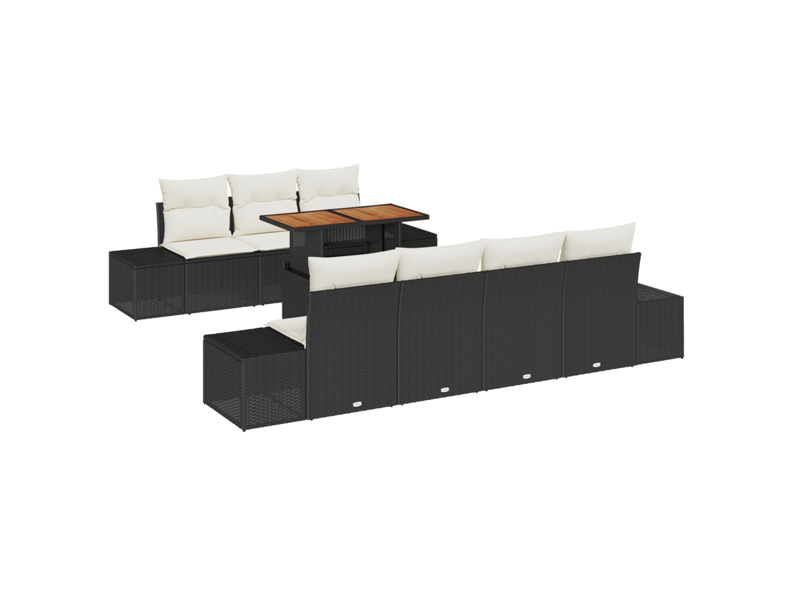 Conjunto 8 Conjunto De Sofá De Jardim Vidaxl Preto Vime Pe (100 X 55 X 73 Cm)