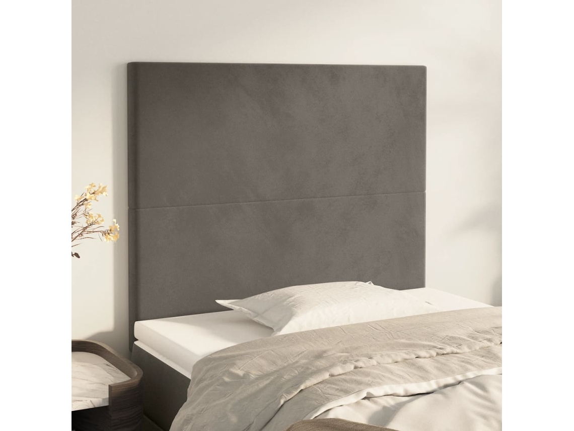 Vidaxl Cabeceira Cinza Escuro 80x5x118/128 Cm Veludo