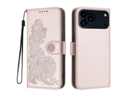 Capa De Celular Com Estampa De Mandala E Flor De Couro Para Iphone 17 Pro Com Alça