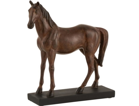 Estátua - J-LINE - Cavalo de Resina - Marrom - 28 cm de Altura - Decorativo de Interior
