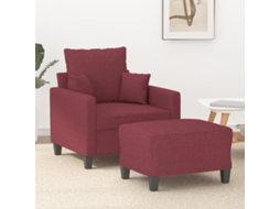 Vidaxl Poltrona Com Apoio De Pés 60 Cm Tecido Vermelho Tinto