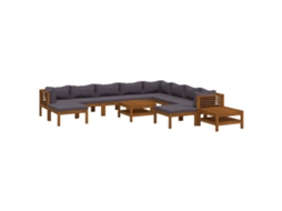 12 Pcs Conjunto Lounge de Jardim com Almofadões Acácia Maciça MAISON EXCLUSIVE