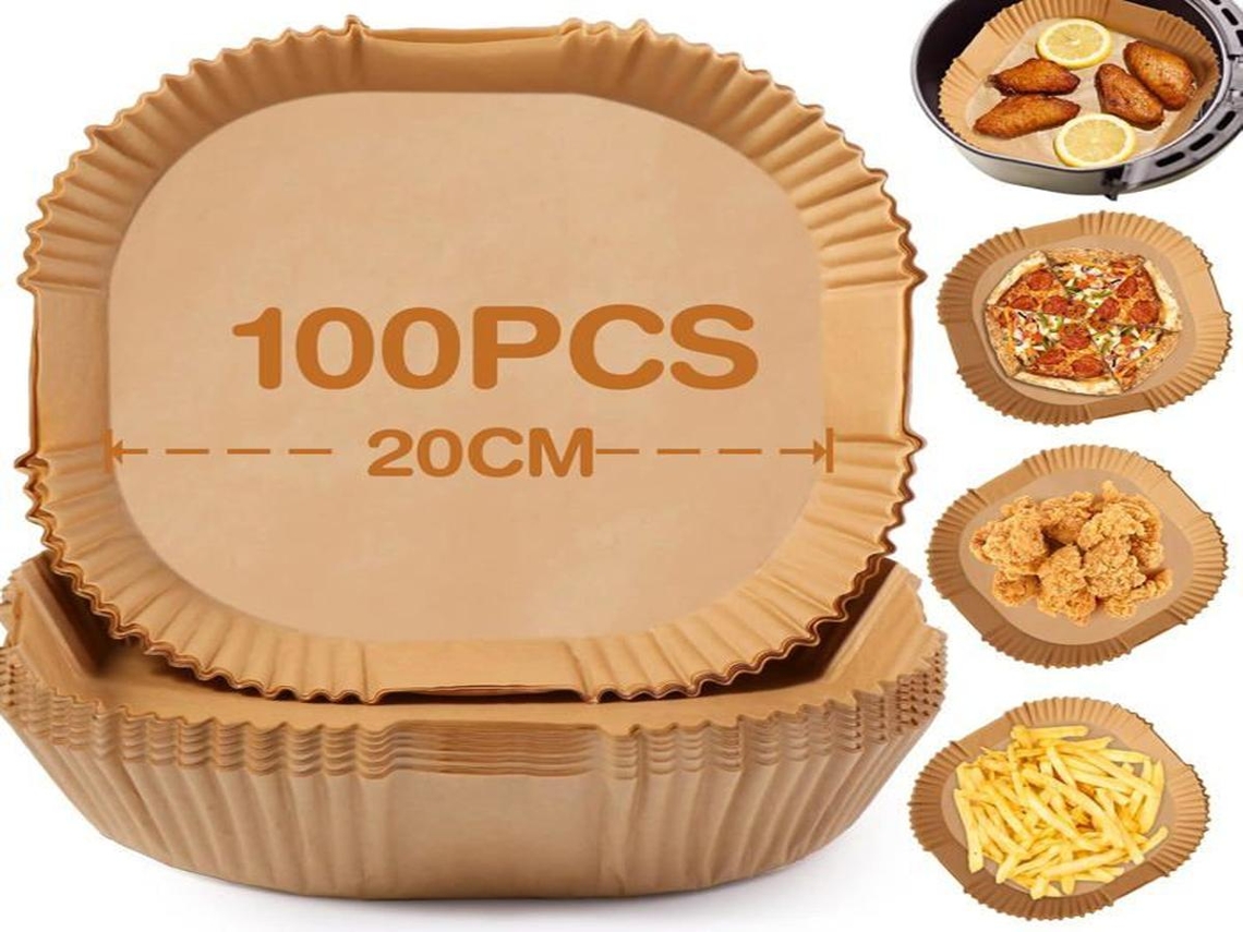 Papel Lurelia para Air Fryer, 100 Unidades, 20 Cm, Antiaderente, Descartável