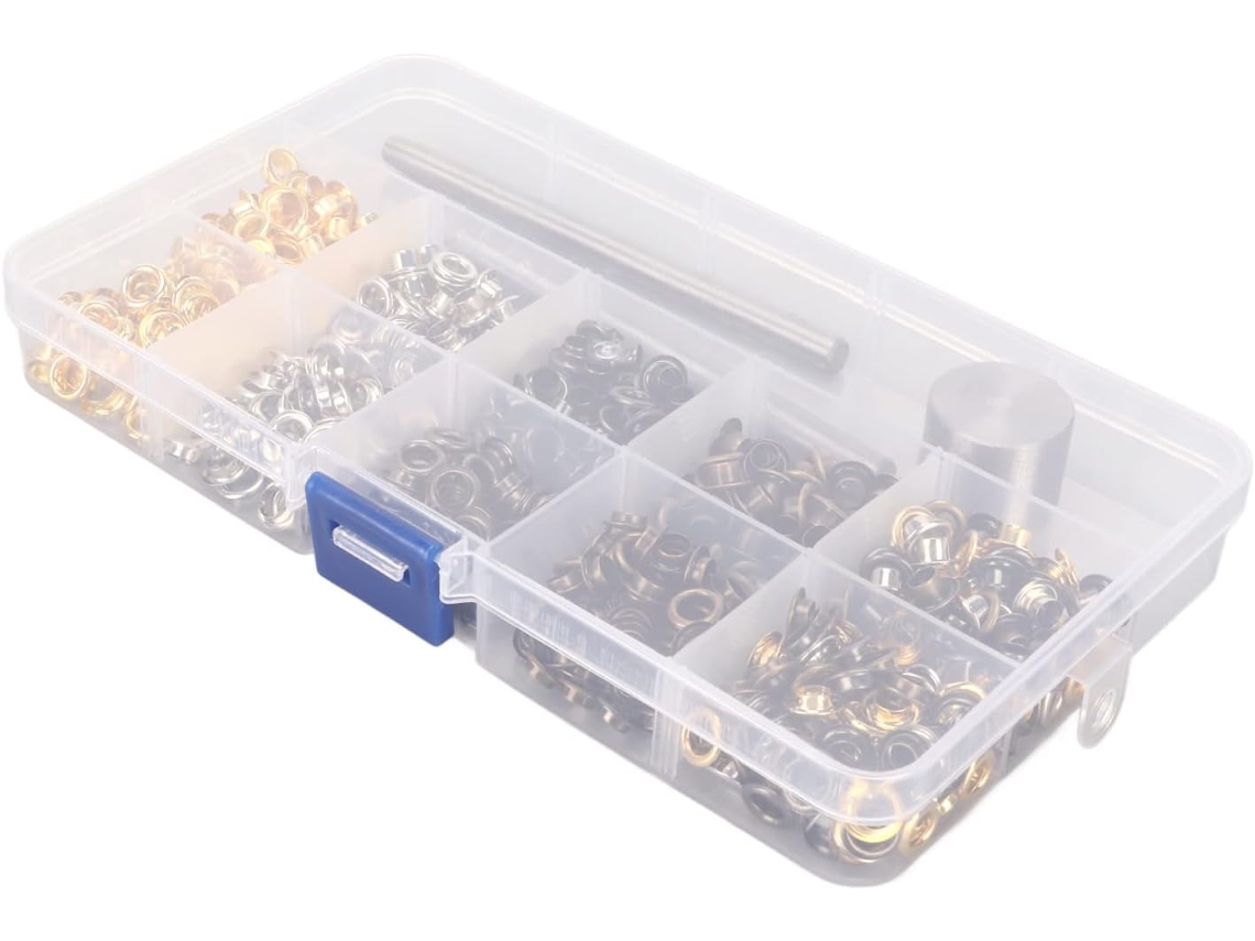 Kit com 280 furos metálicos de 4 mm com núcleos para sapatos, bolsas,