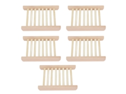 Kit de 5 Pratos de Sabão de Bambu, Antiderrapante, À prova d'água | S/MARCA
