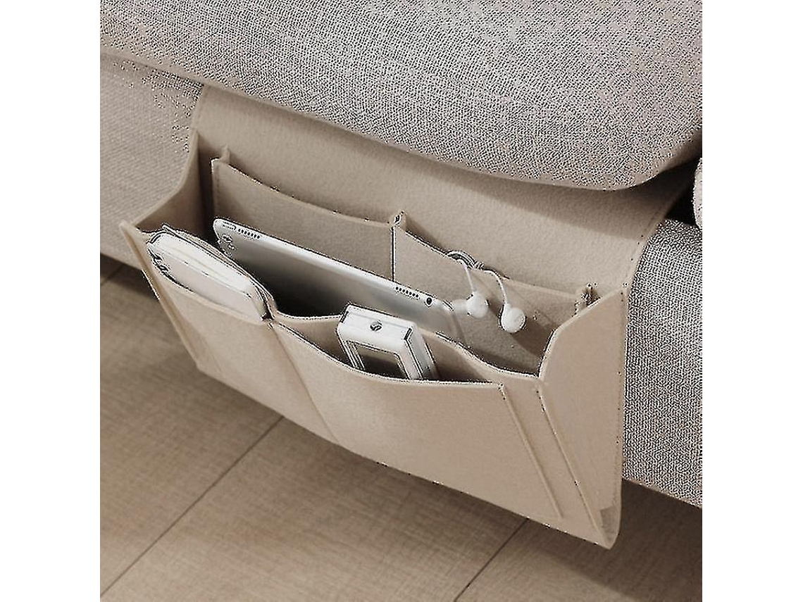 Organizador de cabeceira de feltro Slowmoose com bolsas para sofá-cama e mesa, suporte para celular pendurado 1
