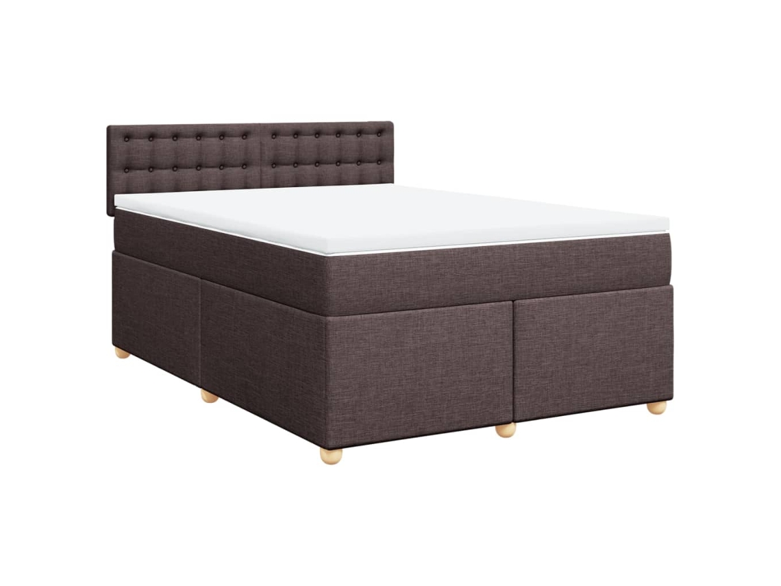 Cama com Molas/Colchão 140x190 Cm Tecido Castanho Escuro MAISON EXCLUSIVE